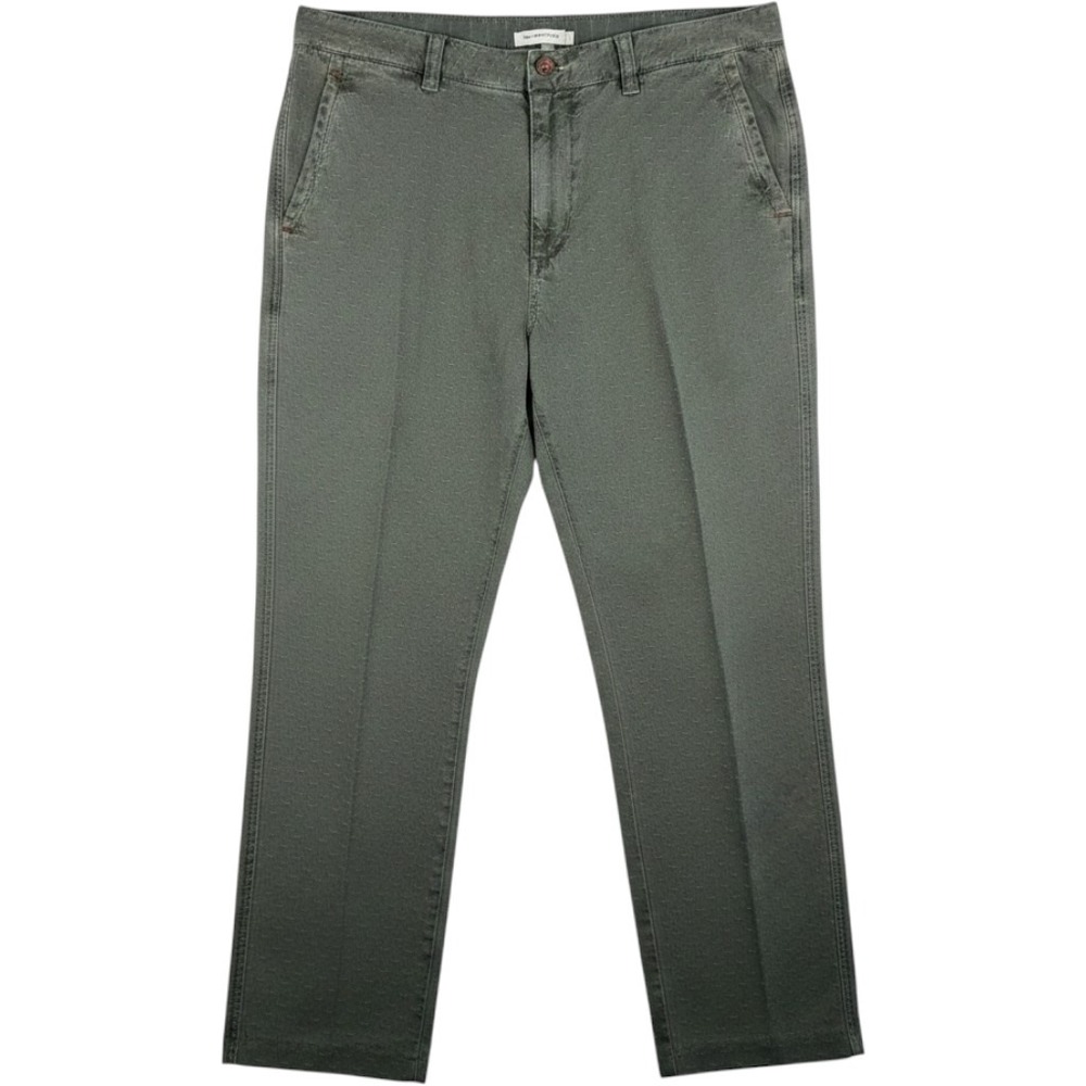 Carbon2Cobalt Chino Pants Mens 36 Textured Dobby Cotton Straight Leg Olive Green